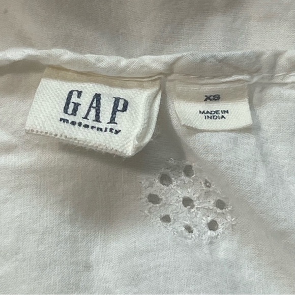 Gap Eyelet Dress White Short Sleeve Casual Summer‎ Beach Maternity Blouse XS - Picture 6 of 7